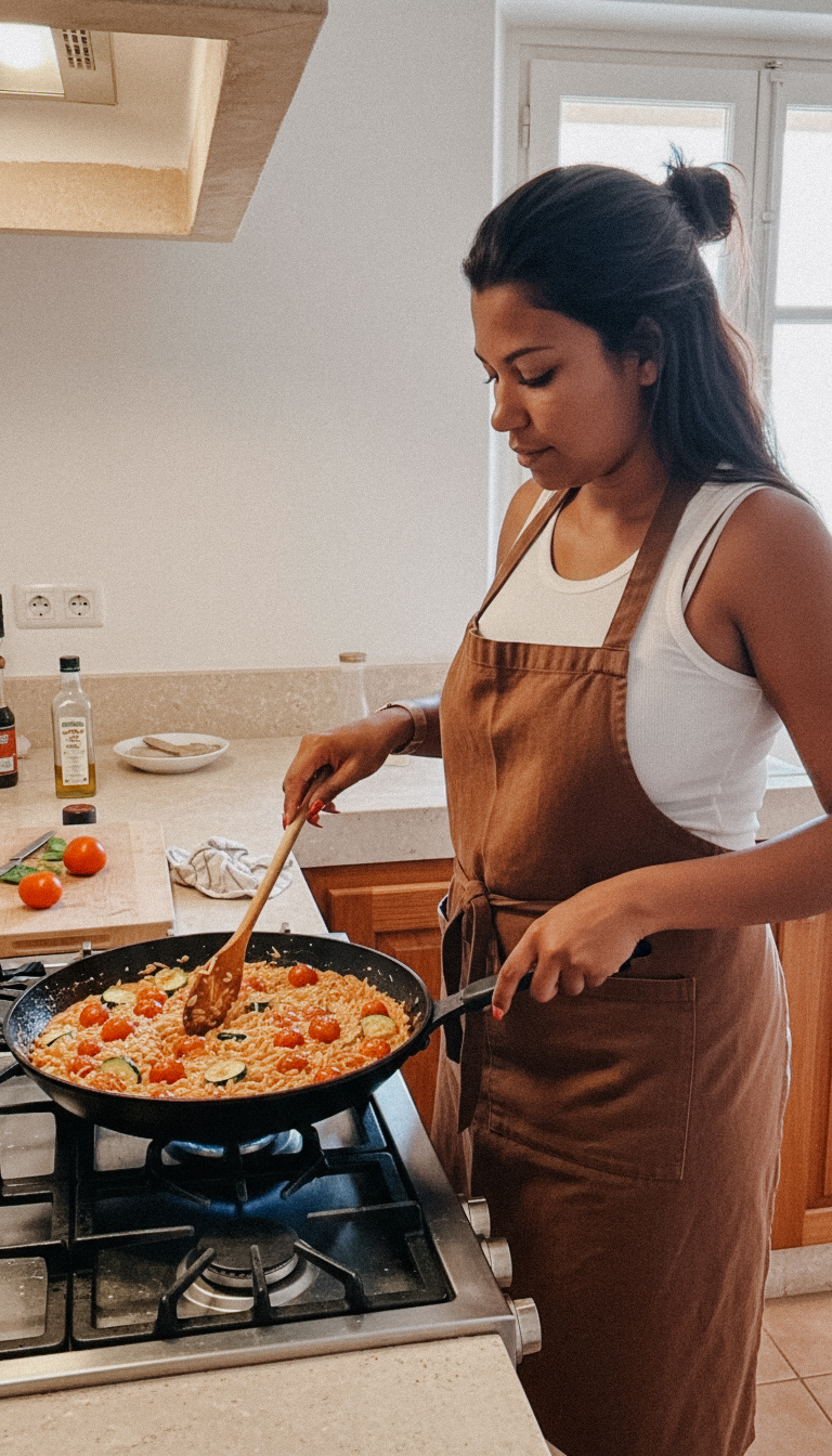 Jessica cooking orzo