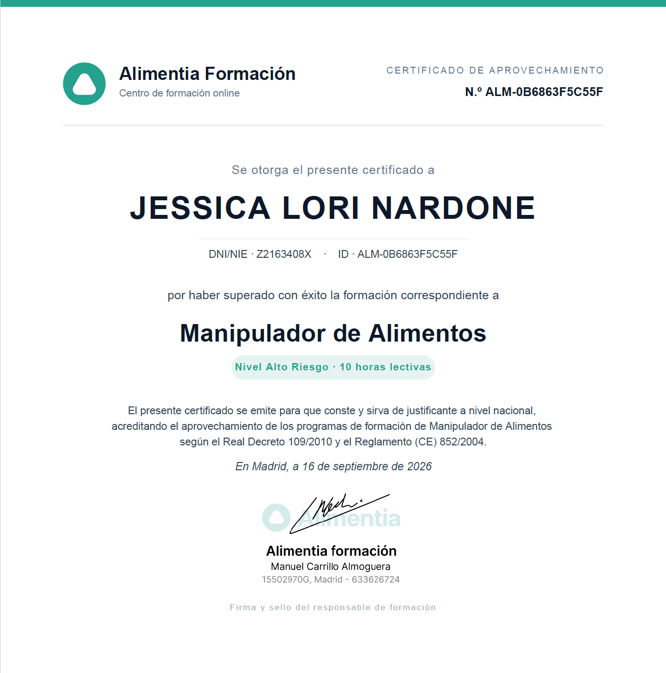 Manipulador de Alimentos